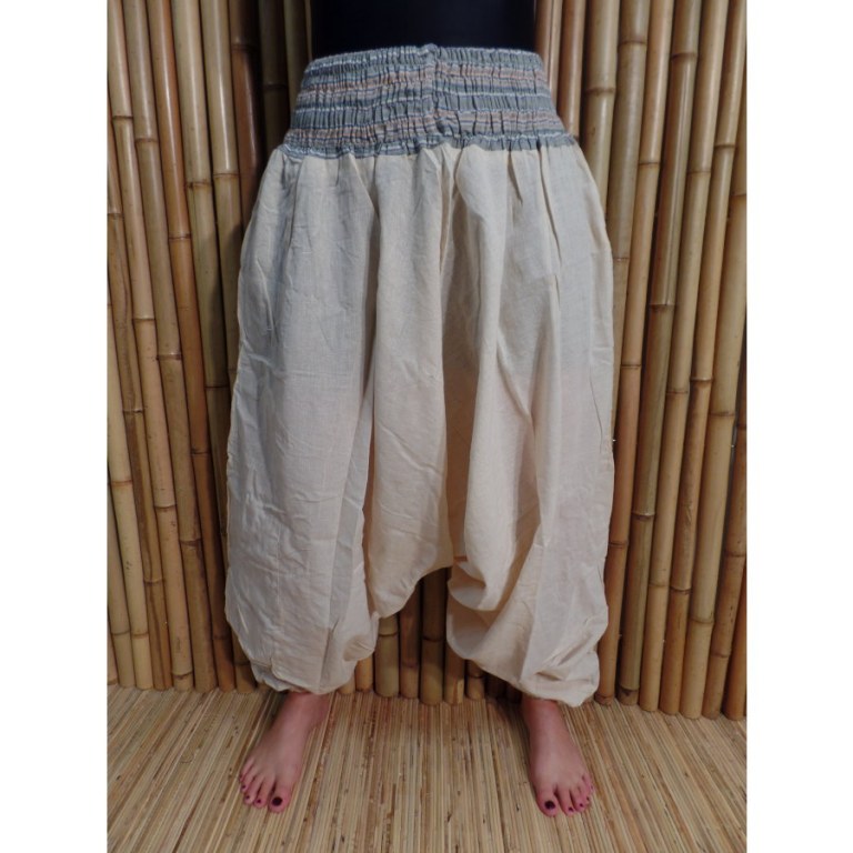 Pantalon smocks Karnali écru