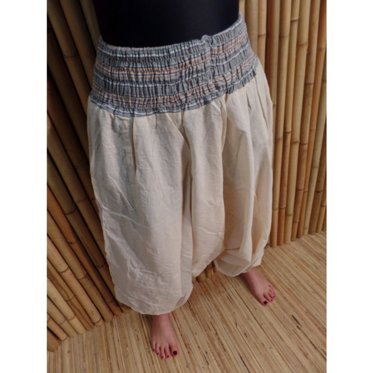 Pantalon smocks Karnali écru
