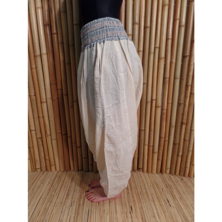 Pantalon smocks Karnali écru
