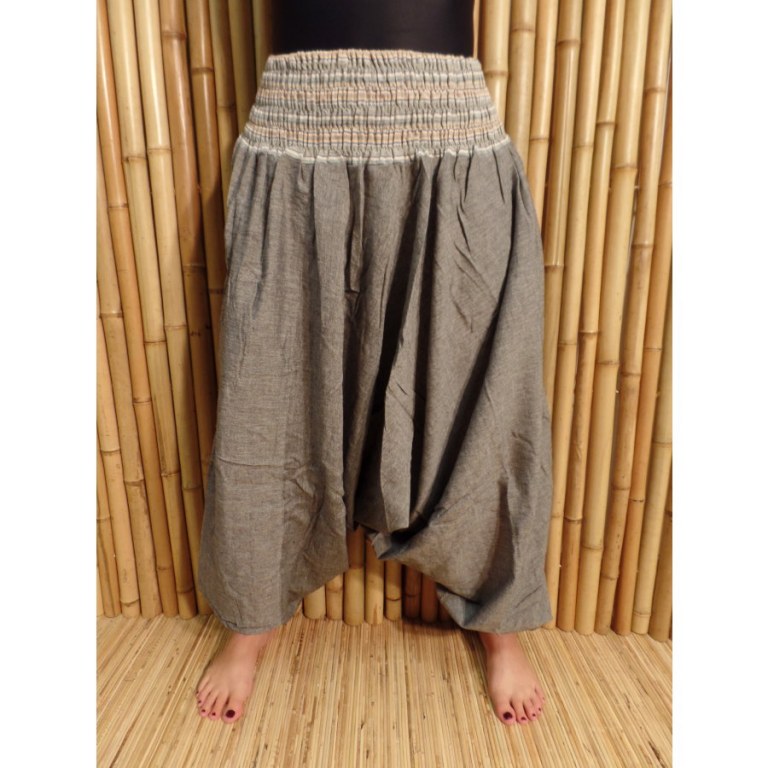 Pantalon smocks Karnali gris chiné