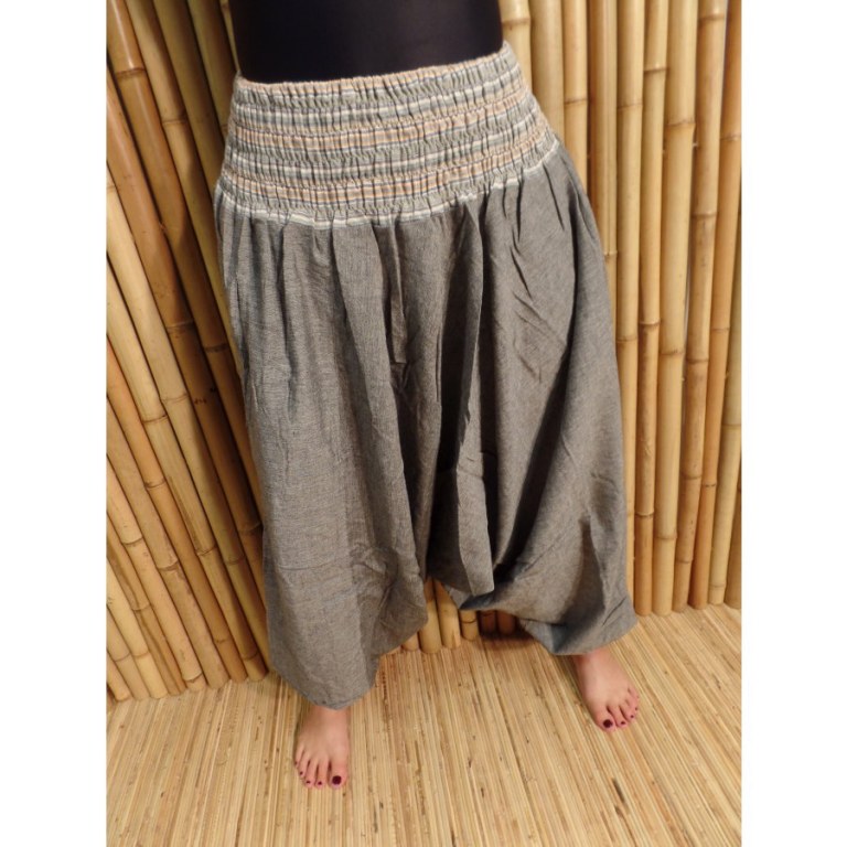 Pantalon smocks Karnali gris chiné