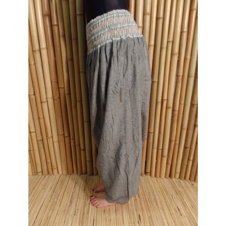 Pantalon smocks Karnali gris chiné
