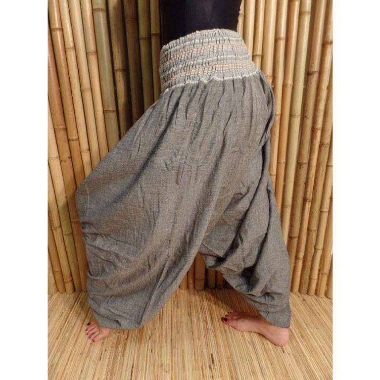 Pantalon smocks Karnali gris chiné