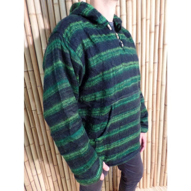 Veste sweat Makalu noir rayée vert