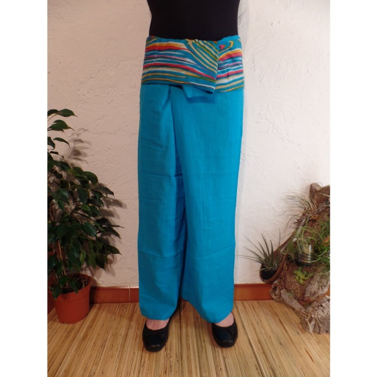 Pantalon thaï bleu revers rayong 