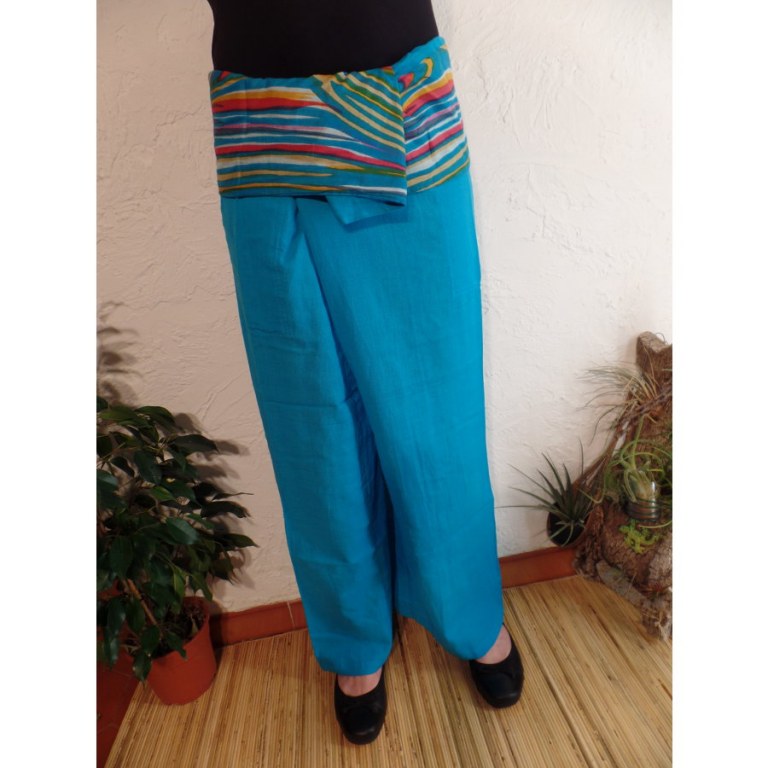 Pantalon thaï bleu revers rayong 