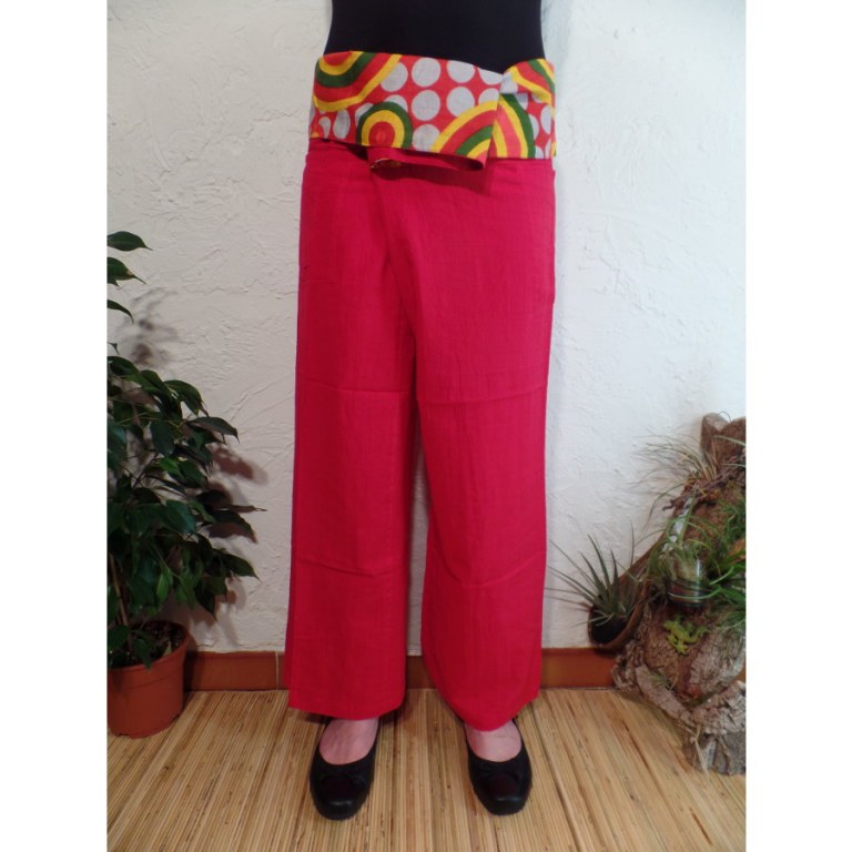 Pantalon thaï revers seventie Koh Samui rouge