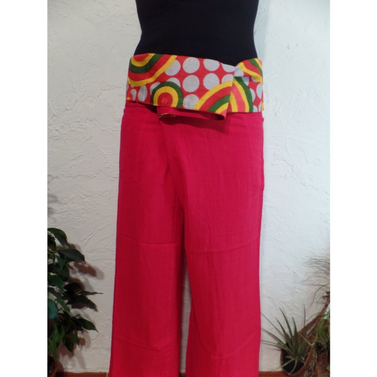 Pantalon thaï revers seventie Koh Samui rouge