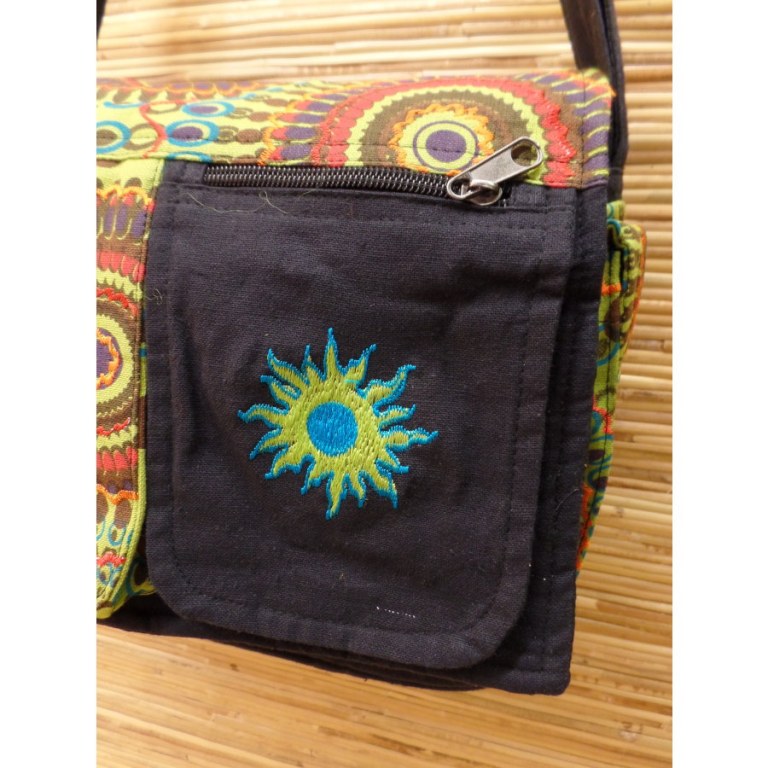 Besace Tansen noir et vert soleil 