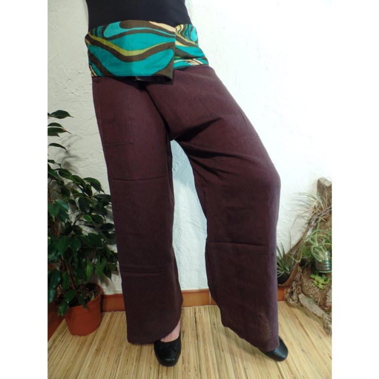 Pantalon thaï marron revers rayong 