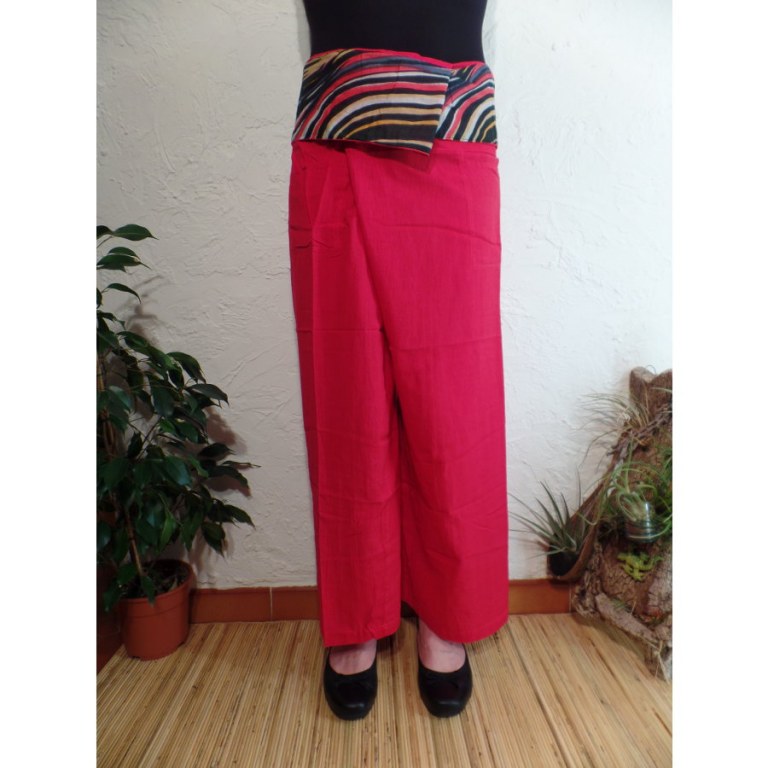 Pantalon thaï rouge revers rayong 