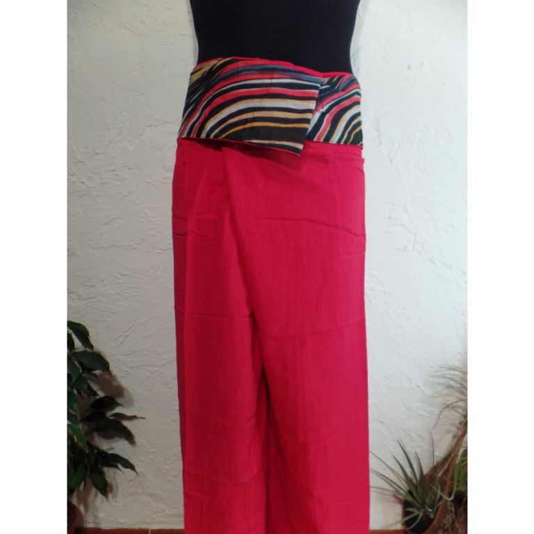 Pantalon thaï rouge revers rayong 