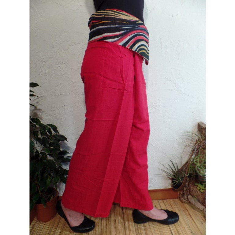 Pantalon thaï rouge revers rayong 