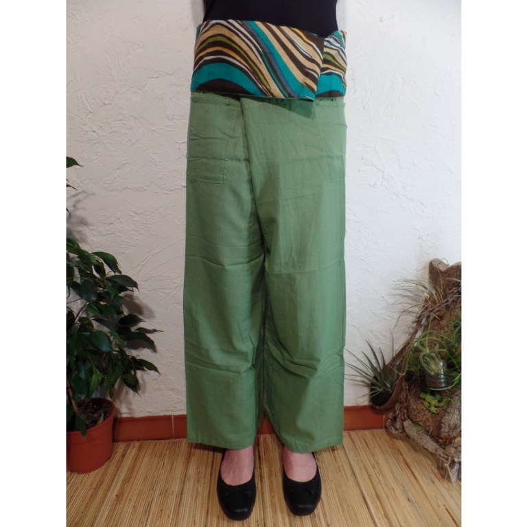 Pantalon thaï revers vert clair rayong 