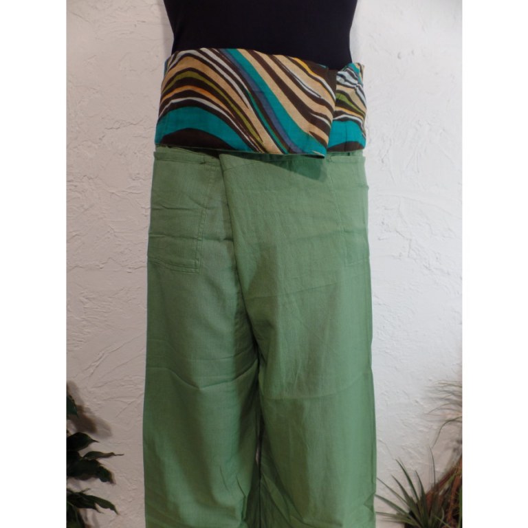 Pantalon thaï revers vert clair rayong 