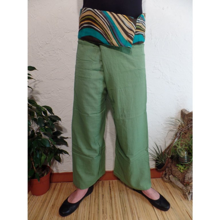 Pantalon thaï revers vert clair rayong 