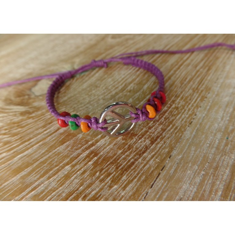 Bracelet peace & love mauve