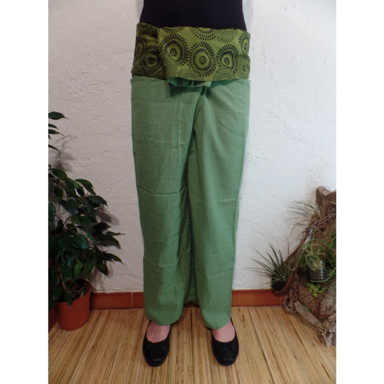 Pantalon thaï revers Koh Samui vert