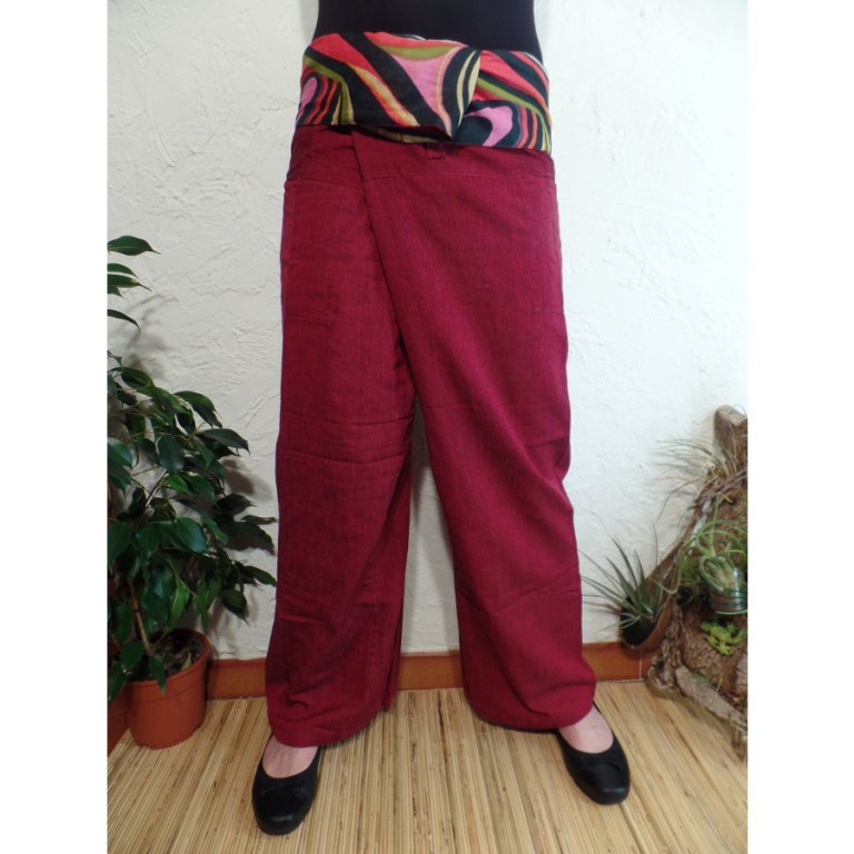 Pantalon thaï revers Koh Samui bordeaux