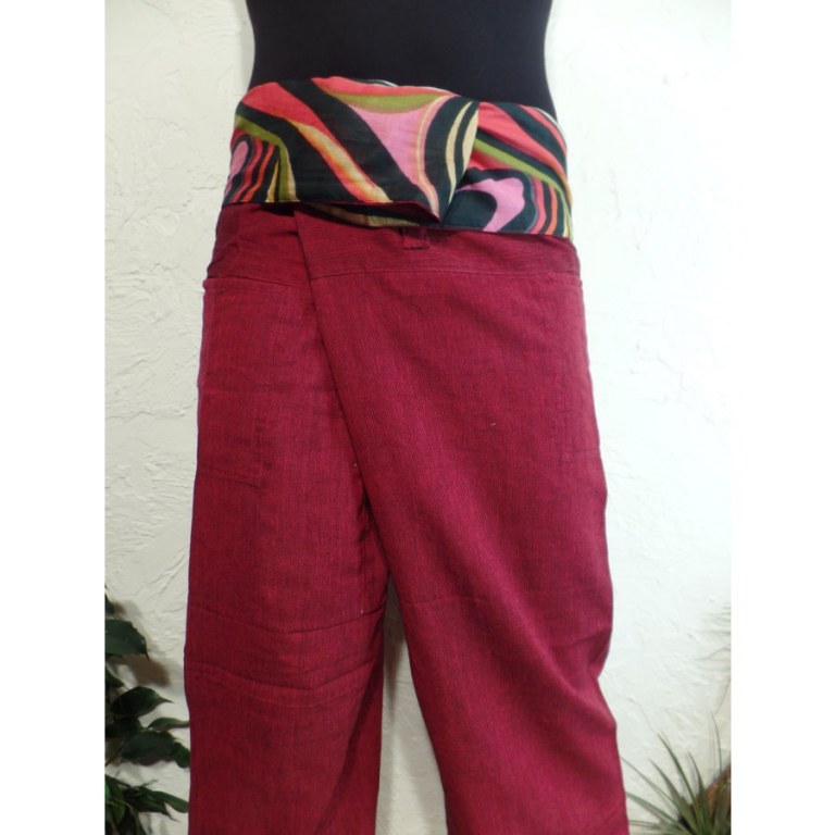 Pantalon thaï revers Koh Samui bordeaux