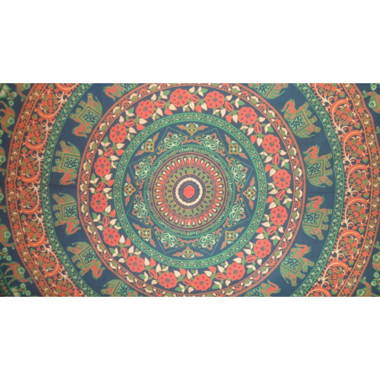 Tenture mandala marine/vert/rouge