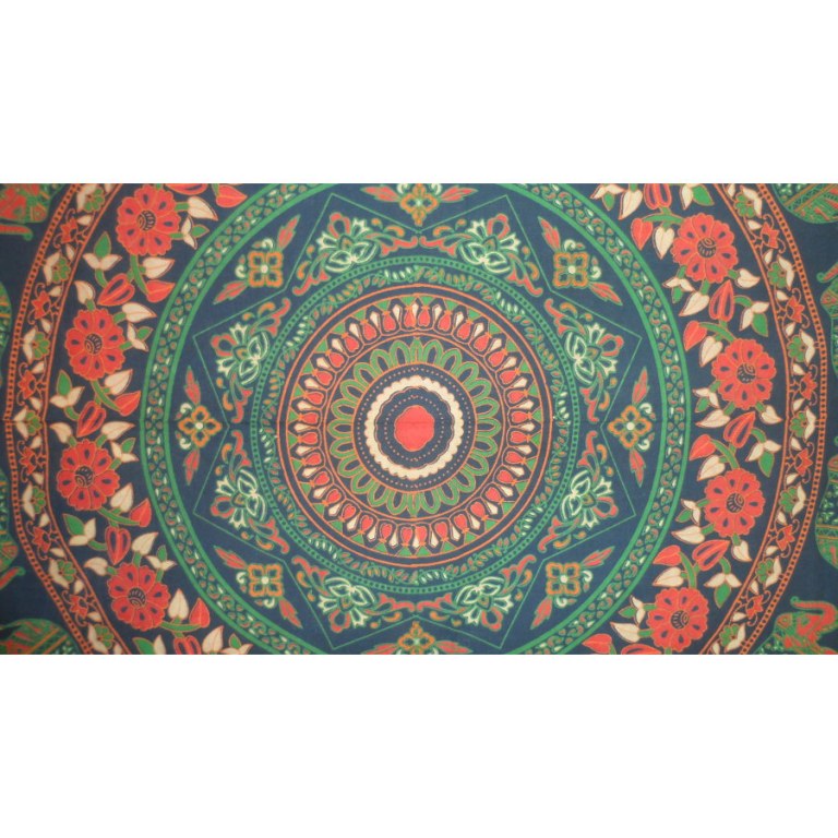 Tenture mandala marine/vert/rouge