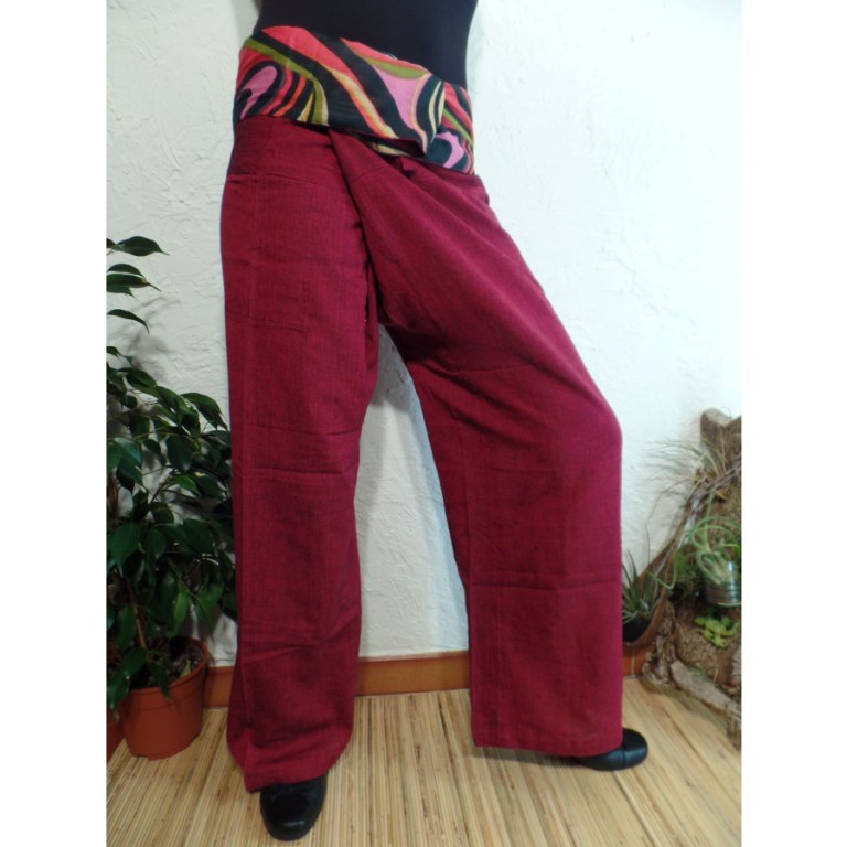 Pantalon thaï revers Koh Samui bordeaux