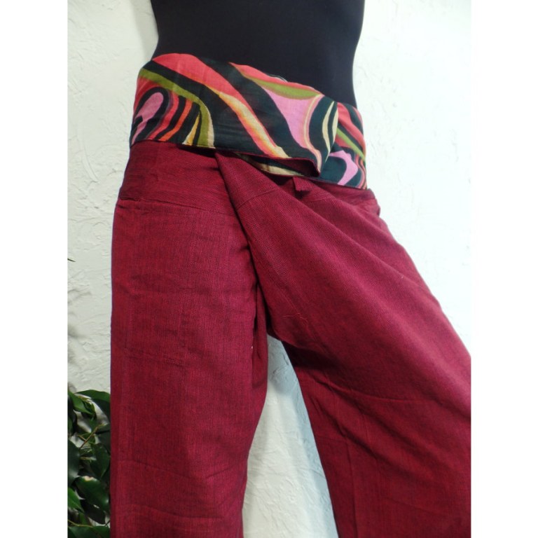 Pantalon thaï revers Koh Samui bordeaux