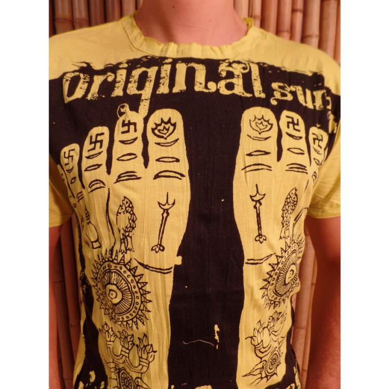 Tee shirt jaune les pieds de Bouddha