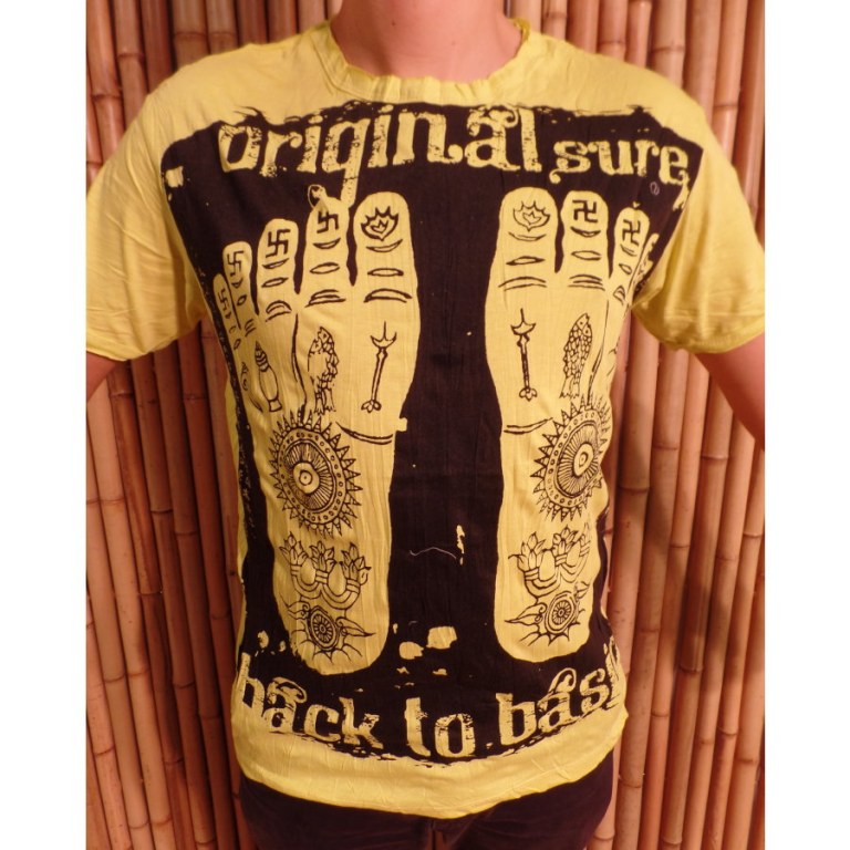 Tee shirt jaune les pieds de Bouddha