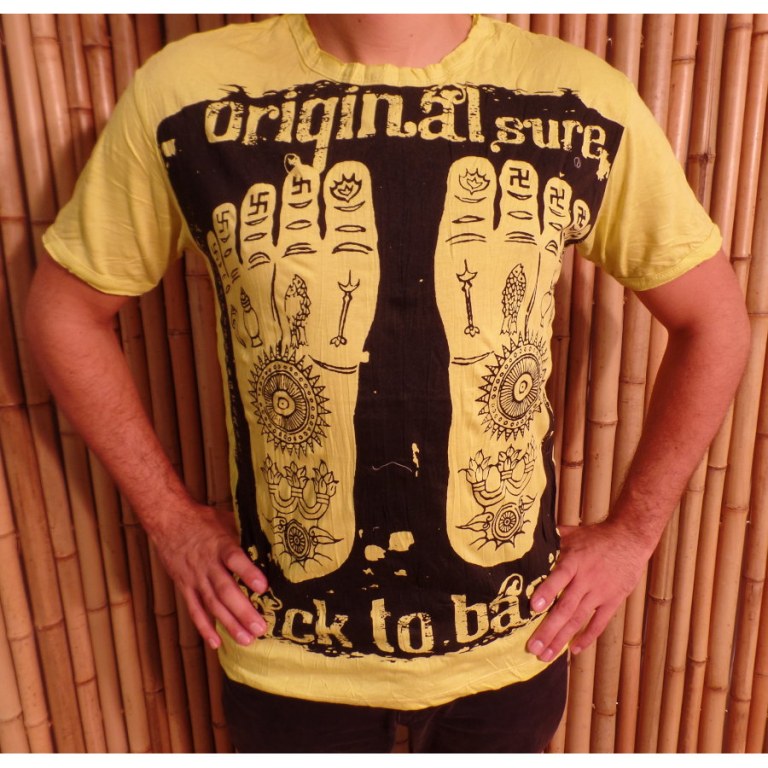 Tee shirt jaune les pieds de Bouddha