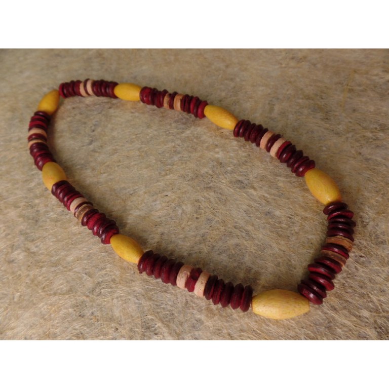 kalung Nias rouge perle jaune ovale