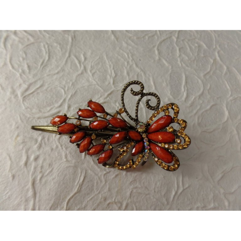 Pince strass papilio marron