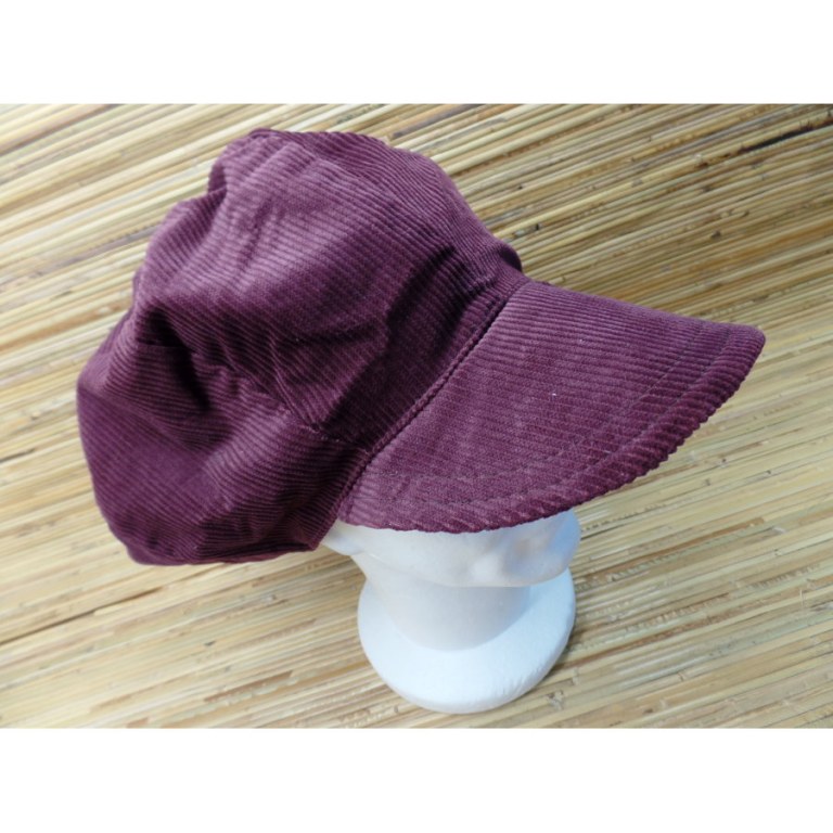 Casquette velours bordeaux