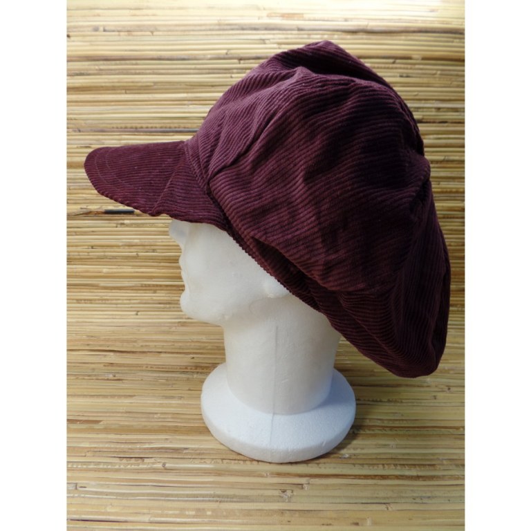 Casquette velours bordeaux