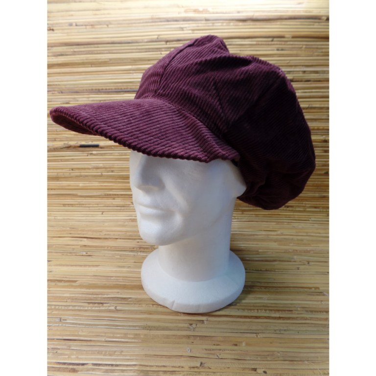 Casquette velours bordeaux