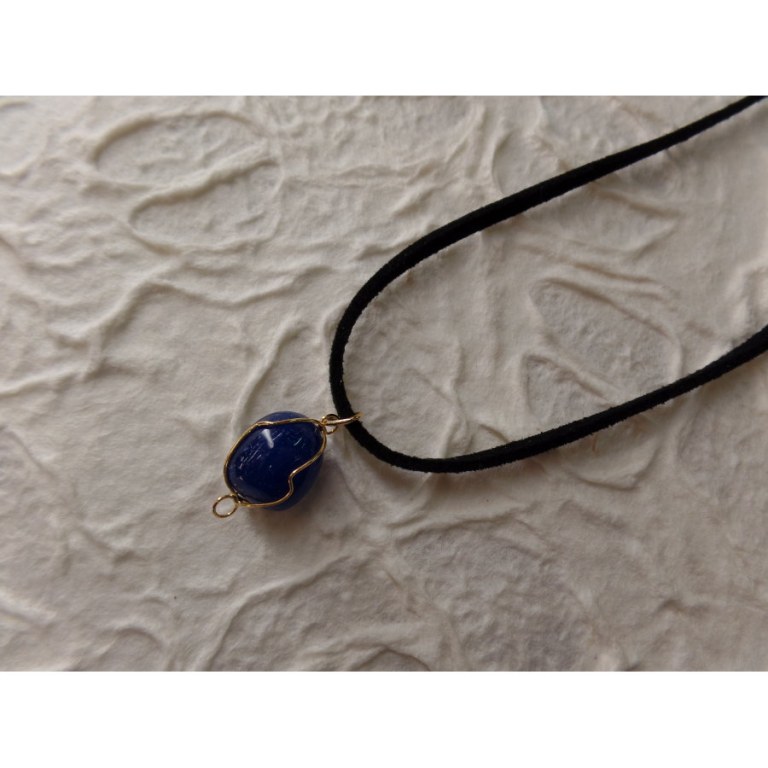Collier cordon pendentif quartz bleu