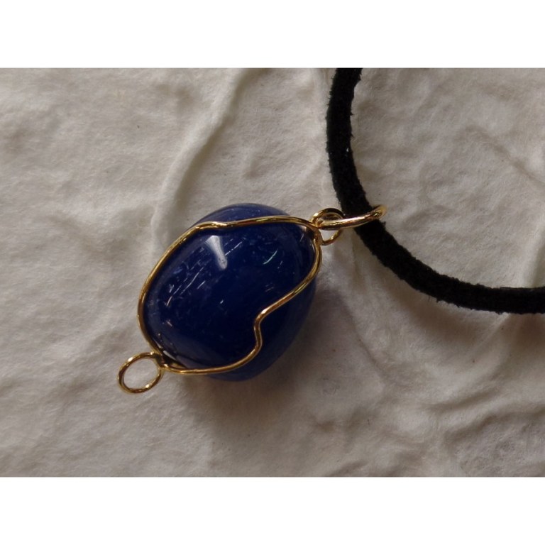 Collier cordon pendentif quartz bleu