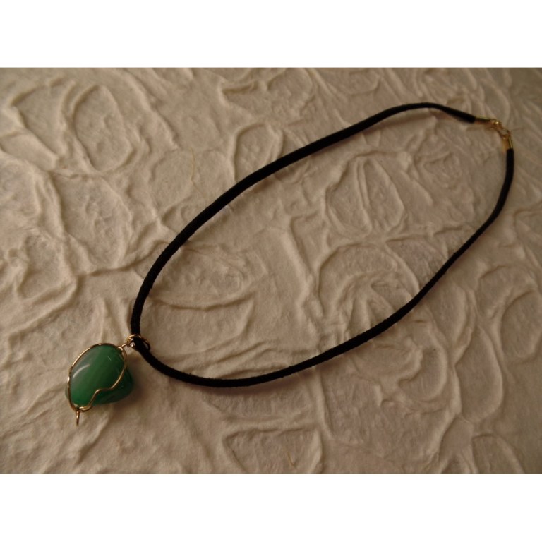 Collier cordon pendentif aventurine