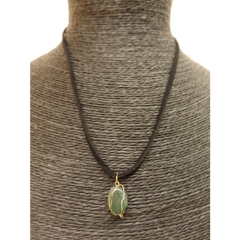 Collier cordon pendentif agate verte