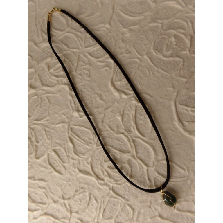 Collier cordon pendentif agate verte