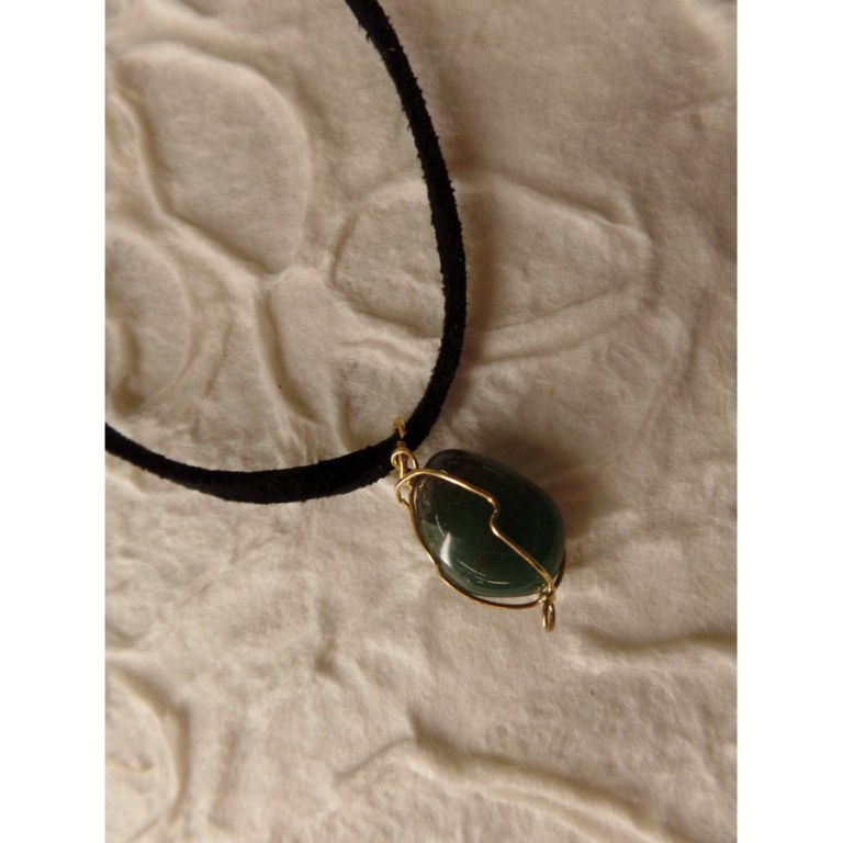 Collier cordon pendentif agate verte