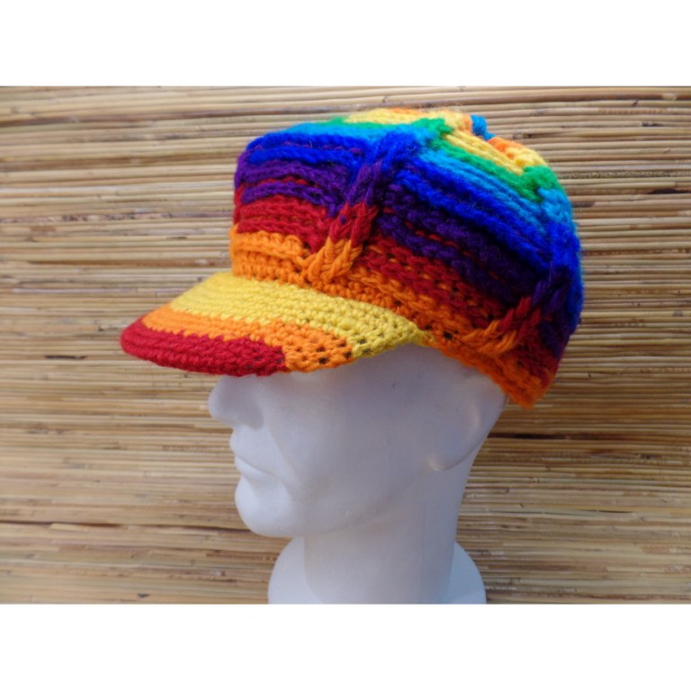 Casquette en laine gavroche arc en ciel