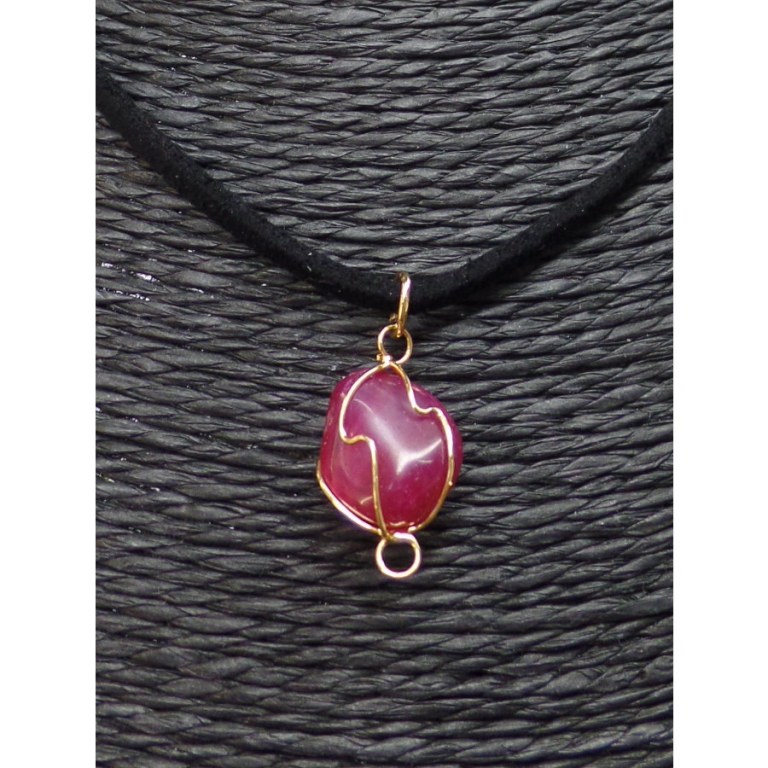Collier cordon pendentif agate rose