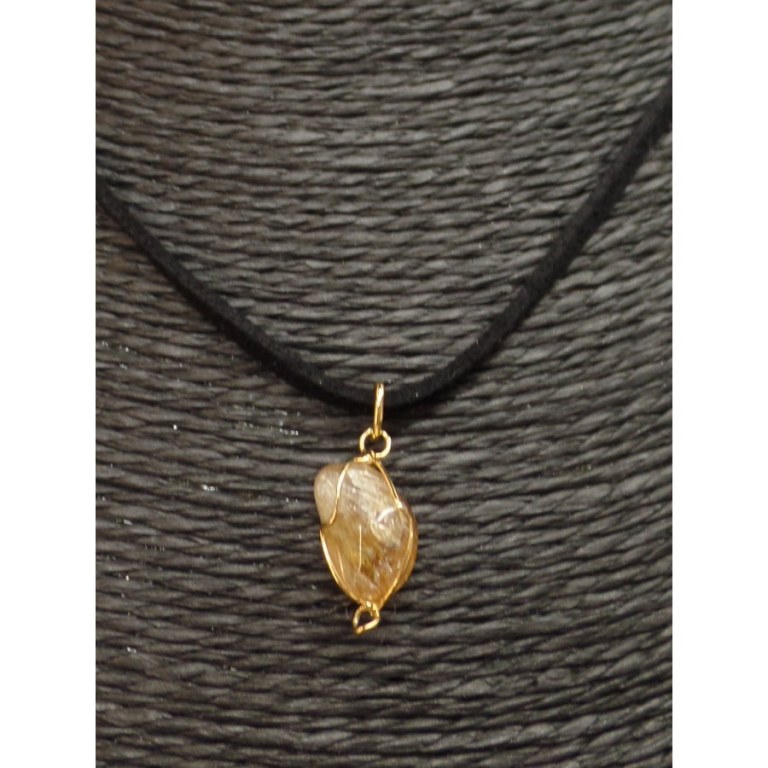 Collier cordon pendentif citrine