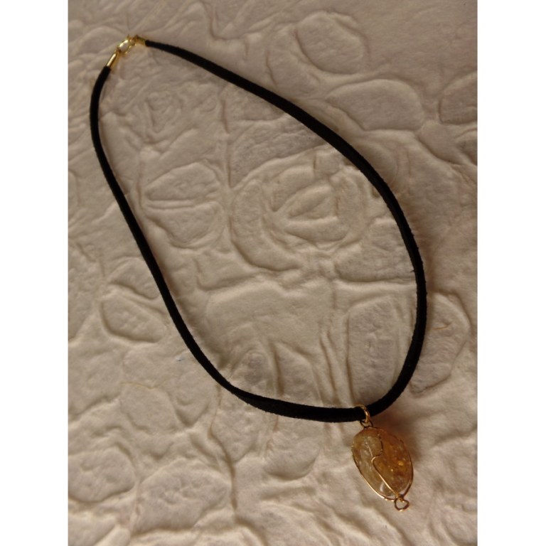 Collier cordon pendentif citrine