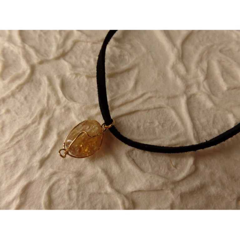 Collier cordon pendentif citrine