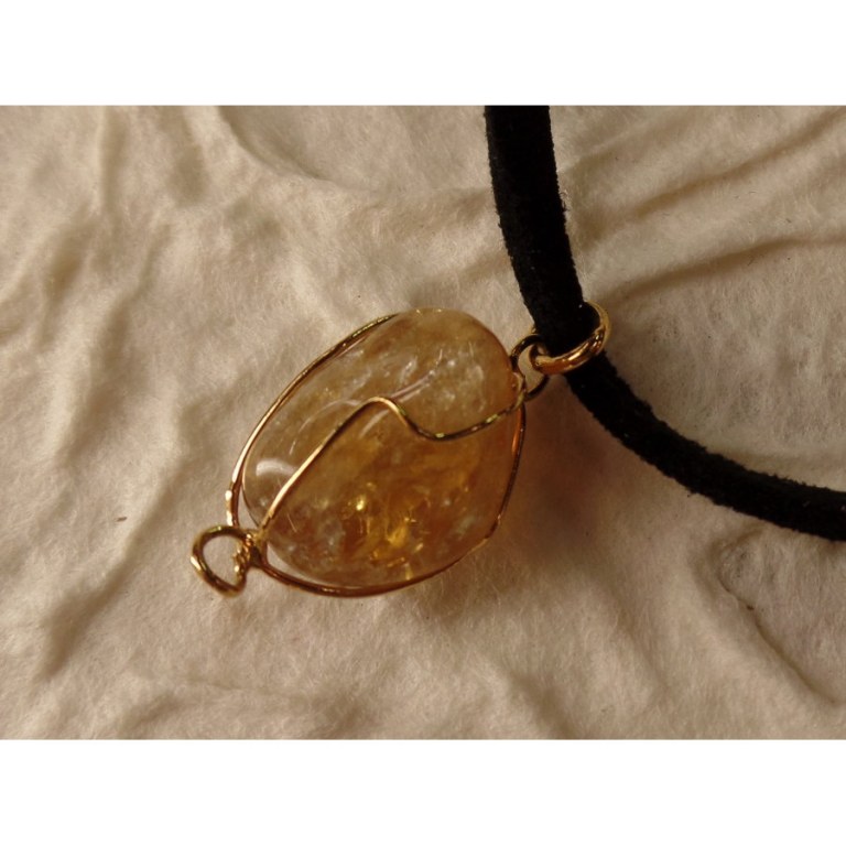 Collier cordon pendentif citrine