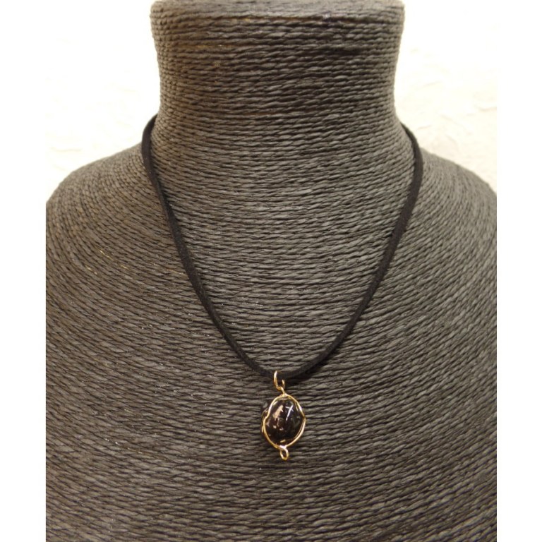 Collier cordon pendentif onyx noire