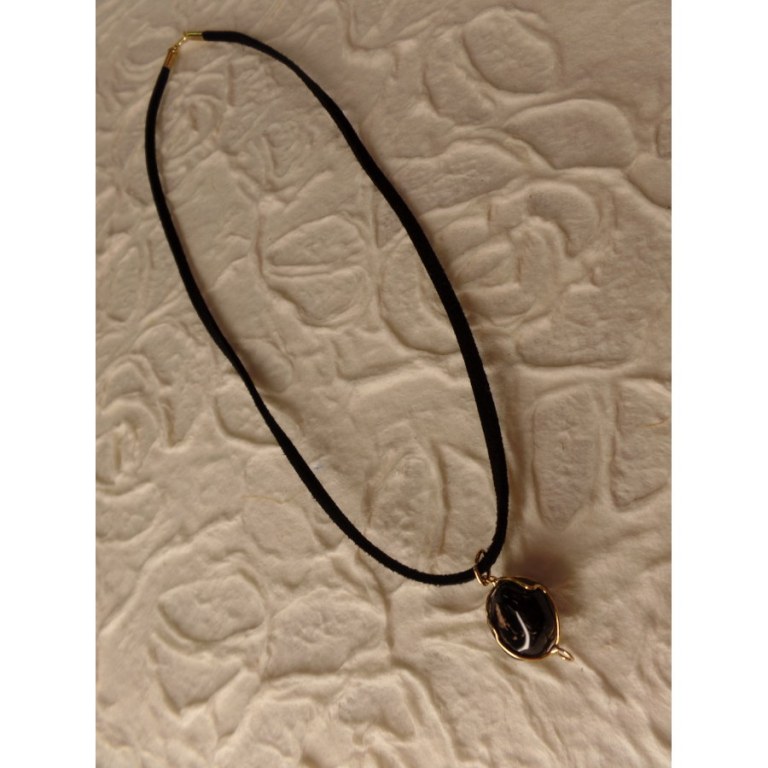 Collier cordon pendentif onyx noire